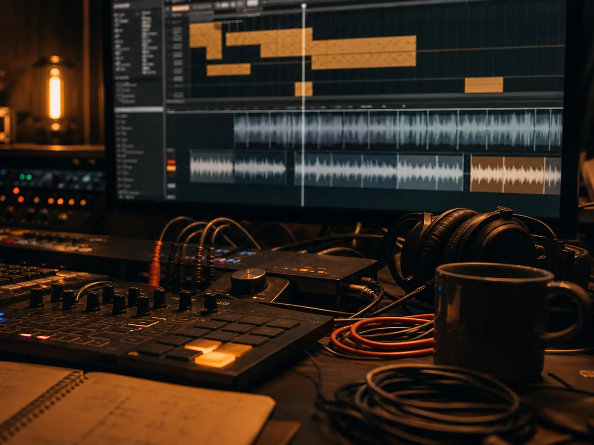 Music production workspace for rebuilding a track
