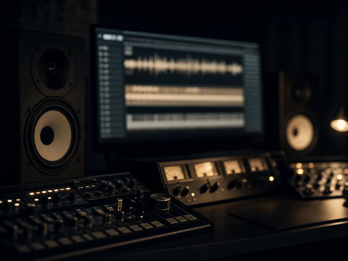 Dark mastering room detail